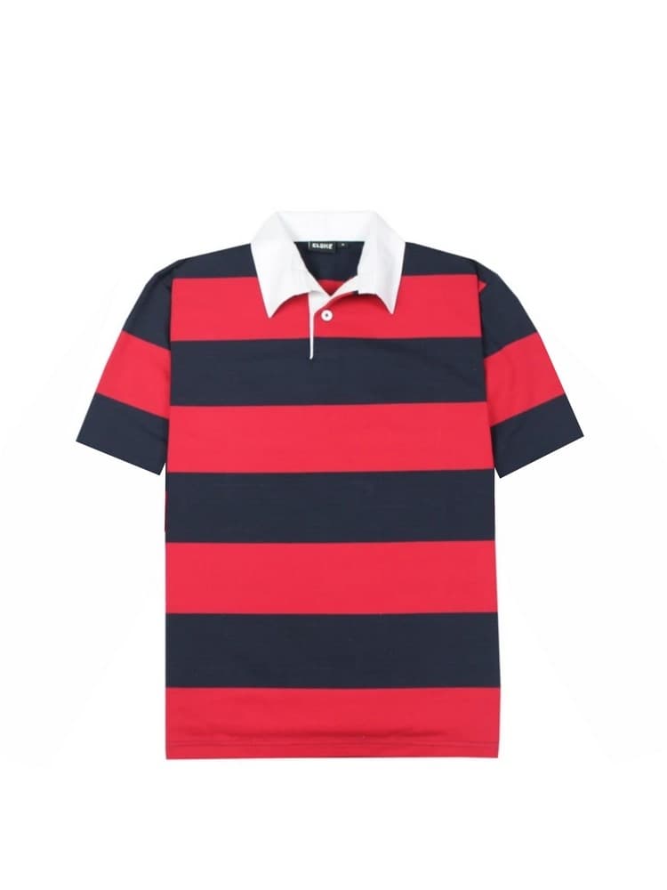 Short-Sleeved Striped Rugby Jersey Navy/Red