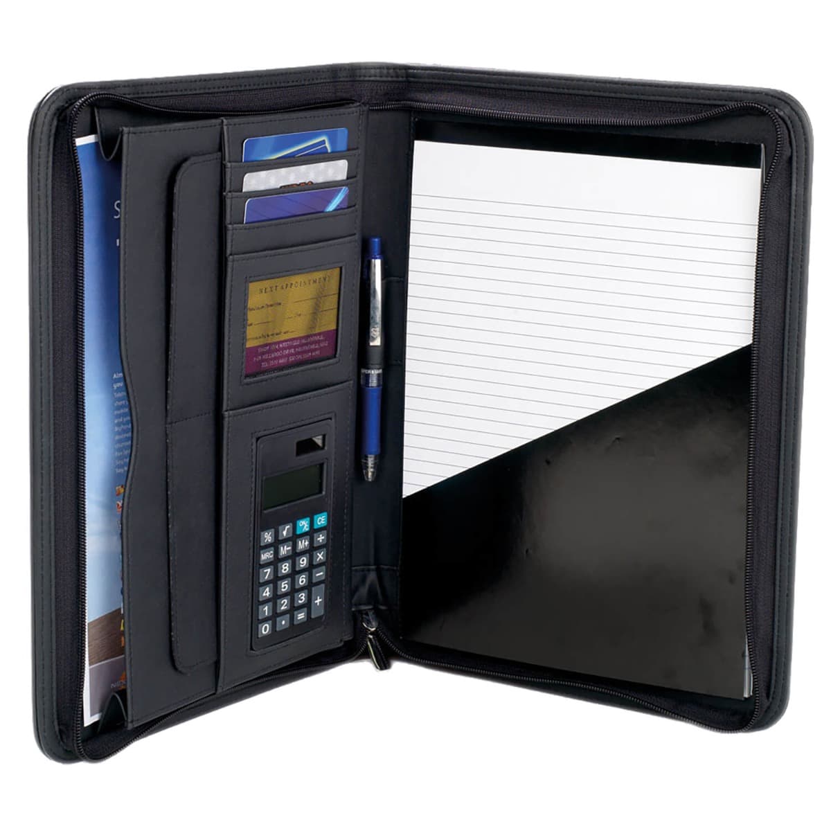 LEATHER A4 COMPENDIUM WITH CALCULATOR